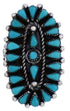 Southwest Silver Needlepoint Turquoise Ring Size 8-3/4 YX35100